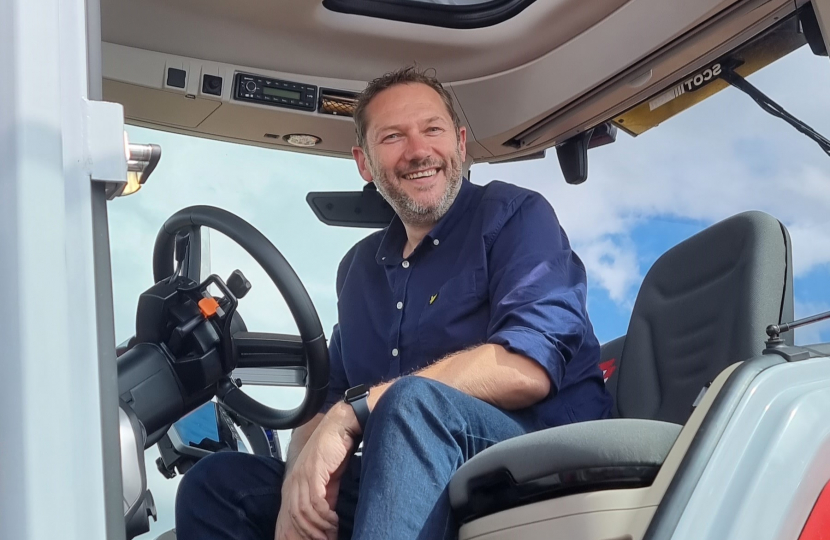 Douglas Lumsden in a tractor