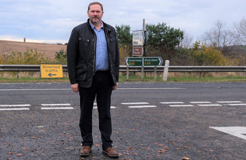 Douglas Lumsden MSP beside the A96